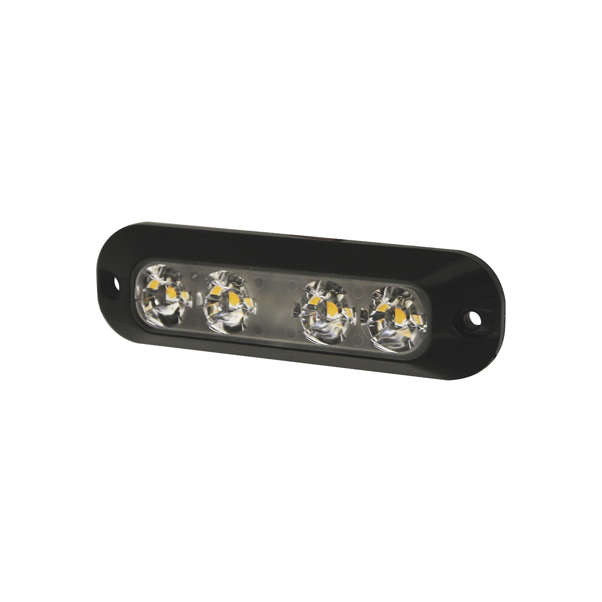 Ecco LED Directional Warning Light, Amber/Clear Lens, 22 Flash Patterns, Permanent Mount, Model# ED3704A